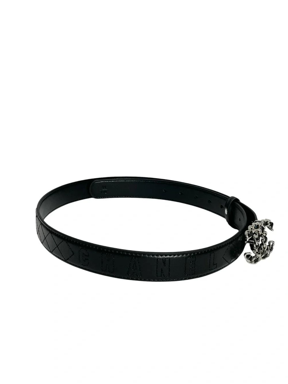 🖤 Women’s Black Leather Belt with Silver Chain Buckle 🖤